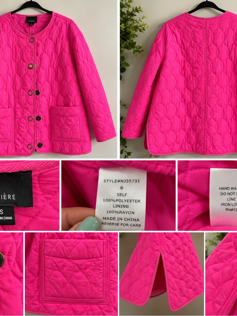 Lumiere Hot Pink Quilted Snap Front Jacket Women’s